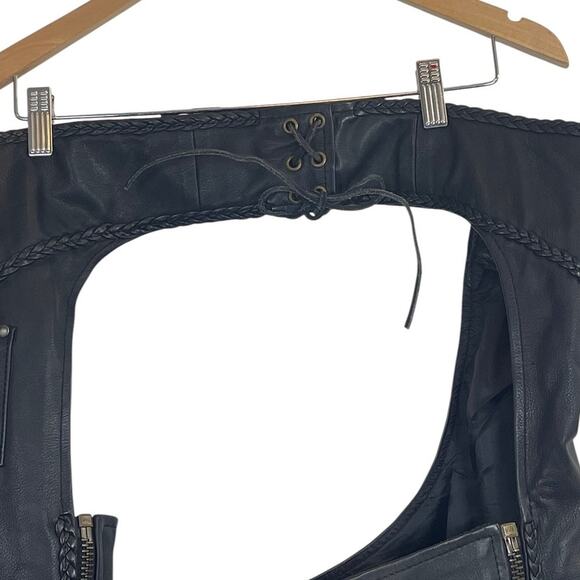 Bison Trading Co Vintage Leather Motorcycle Chaps Mens XXL Black - Picture 4 of 9